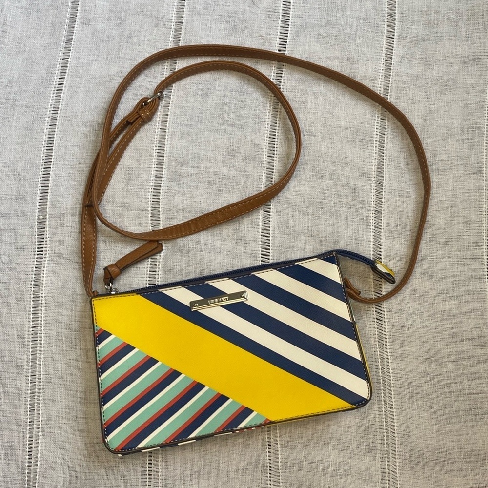 Nine West Striped Crossbody Bag - Yellow, Blue, Brown
